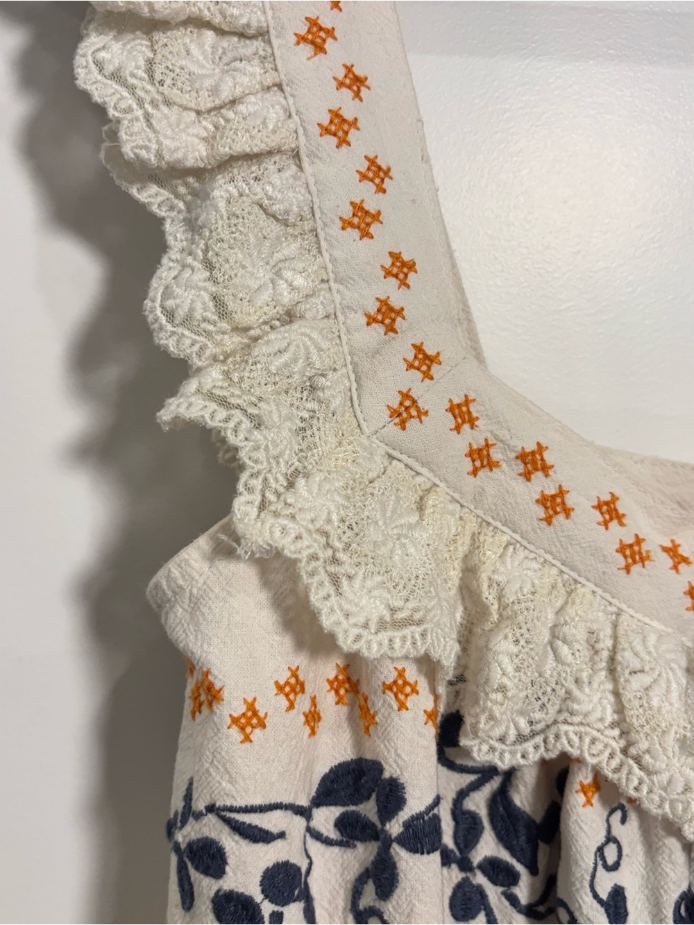 Free People Bali Main Squeeze Mini Dress XS Embroidered Boho Cotton Cottagecore - Picture 10 of 10